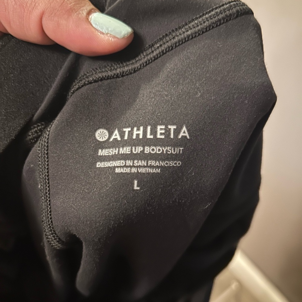 Athleta Romper - black “Mesh Me Up Bodysuit” halter neck activewear - Picture 9 of 12